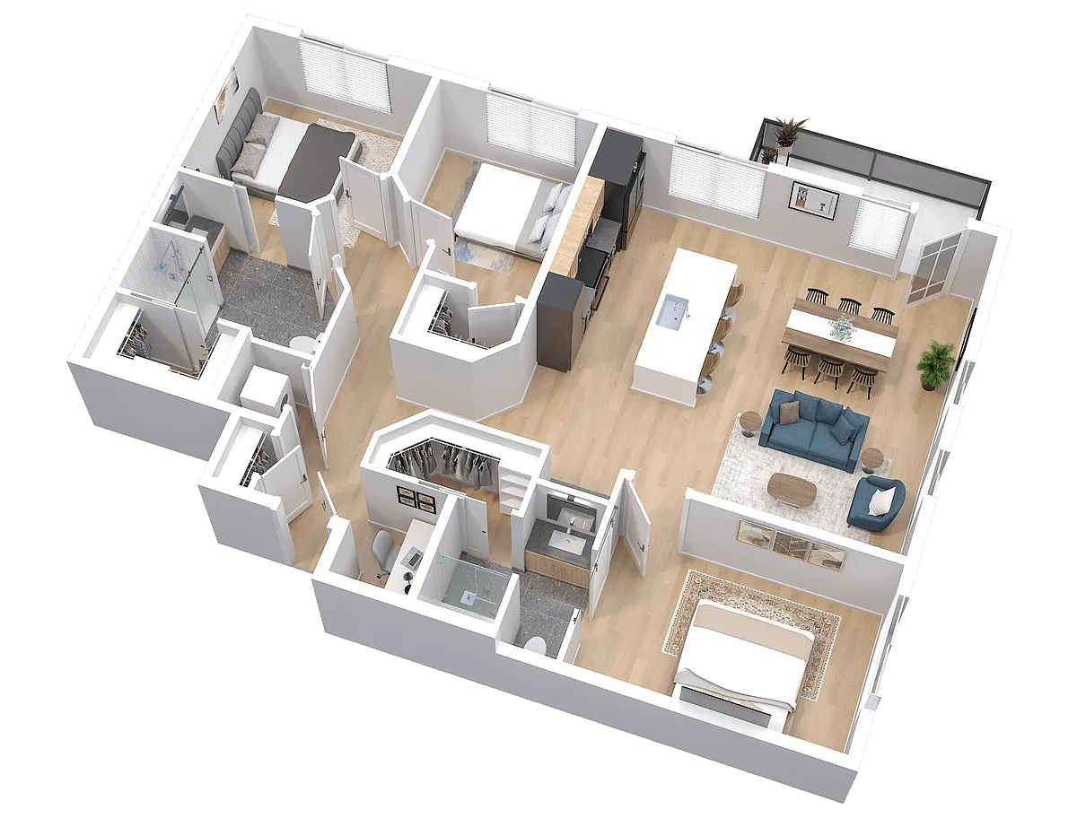 Floor plan 3-Bedroom, 2-Bath