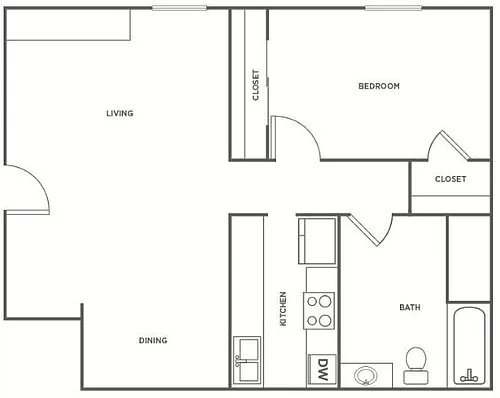 Floor plan 1 Bedroom 1 Bathroom