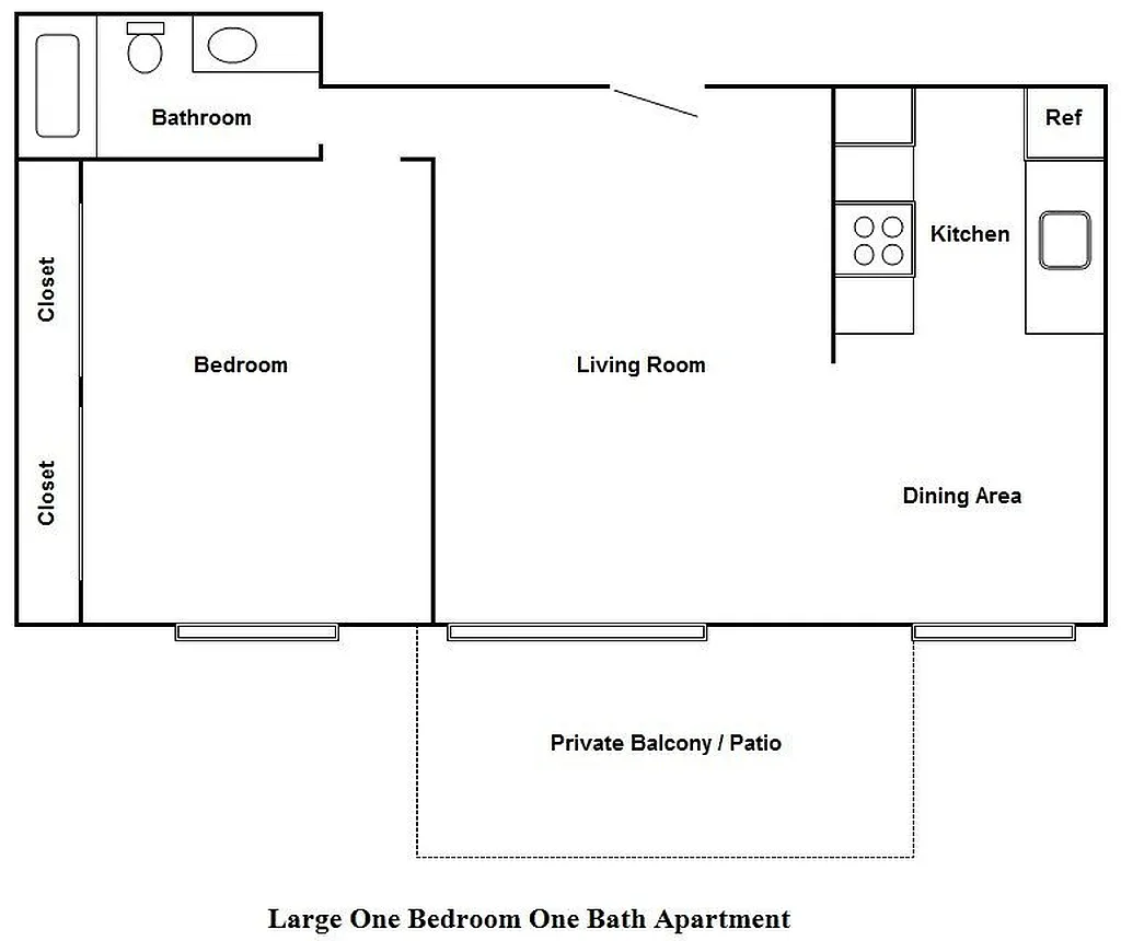 Floor plan 1 Bed, 1.00 Bath