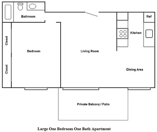 Floor plan 1 Bed, 1.00 Bath