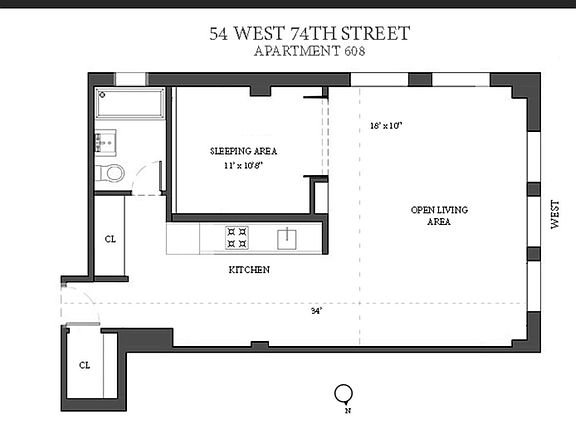 2nd image of 54 W 74th St APT 608