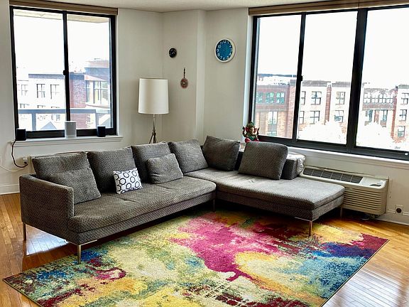 Living room can easily accommodate large seating