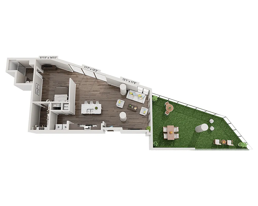 Floor plan One Bedroom A1AB26
