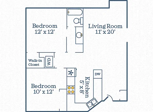 Floor plan 2 bedroom 1 bath