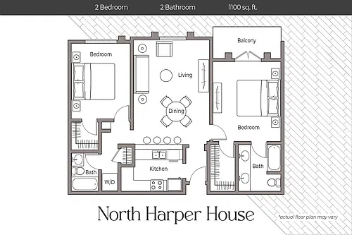 Floor plan Two Bedroom, Two Bath