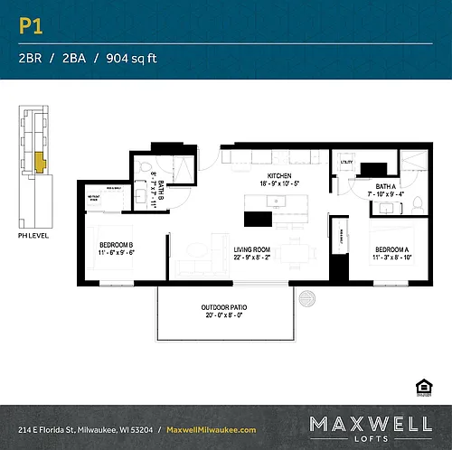 Floor plan Luxury Two Bedroom P1
