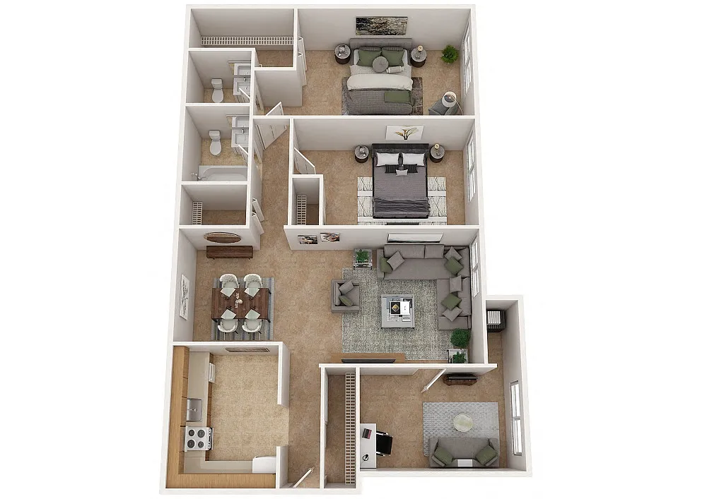 Floor plan Two Bedroom Den