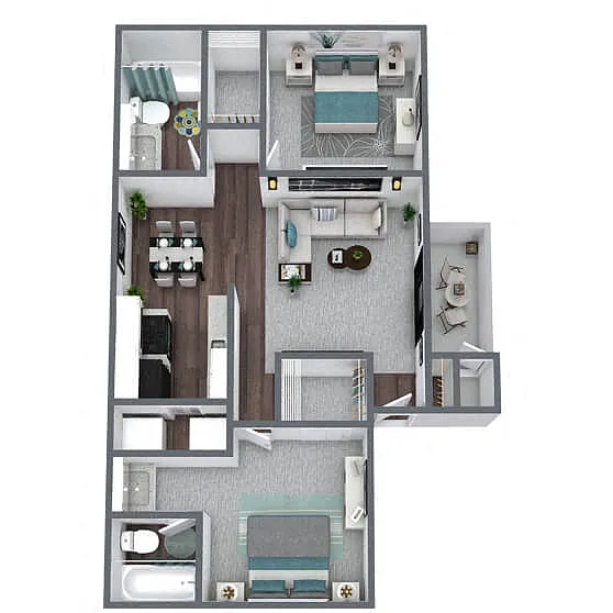Floor plan B1: 2 Bed 2 Bath