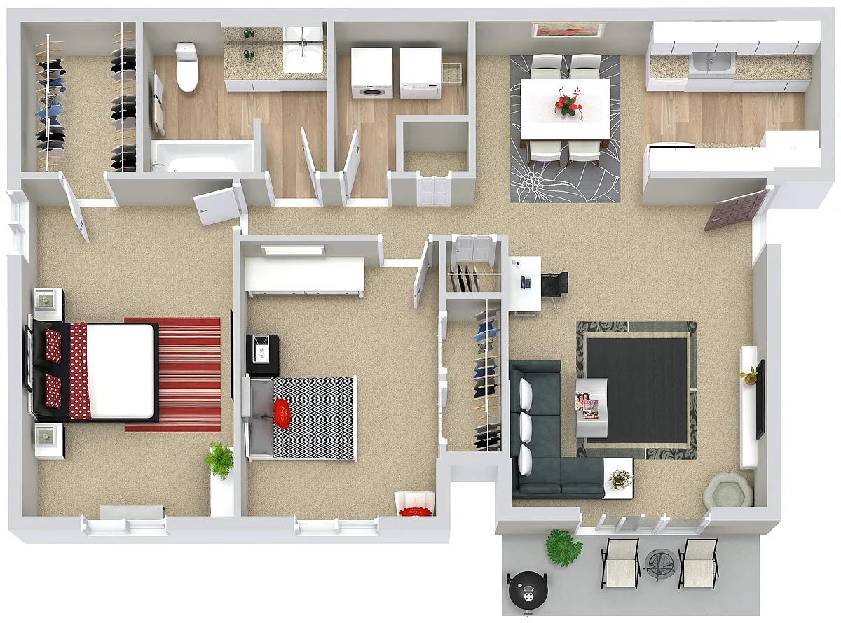 Floor plan 2 Beds | 1 Bath Upgrade