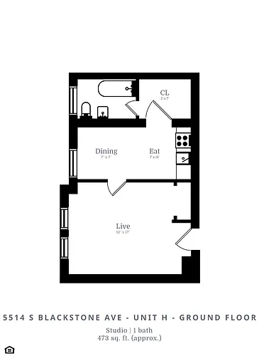Floor plan 1 Bed | 1 Bath (B3)