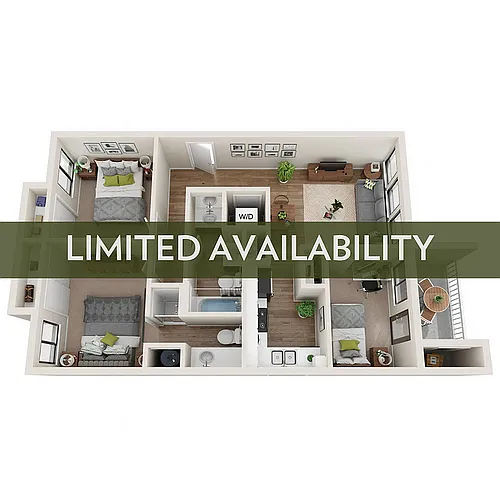Floor plan 3BR/2BA - B