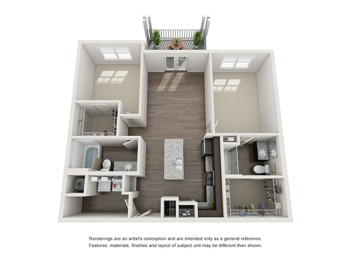 Floor plan 2 Bedroom/2 Bath-1086 Sq Ft
