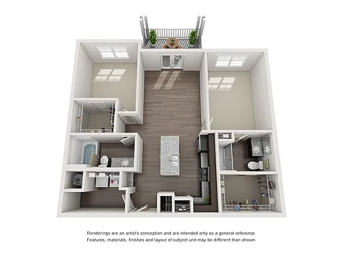 Floor plan 2 Bedroom/2 Bath-1086 Sq Ft
