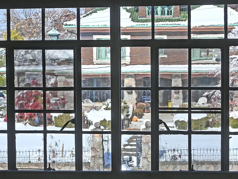 View from living room window of formerly owned Brademus mansion across the street.