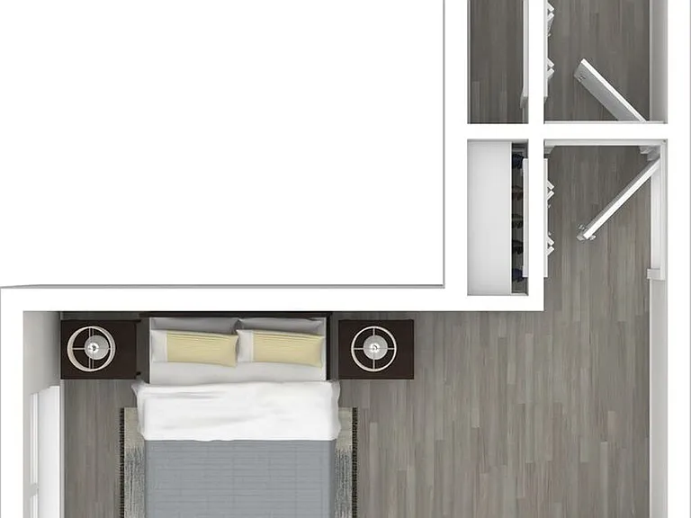 Studio E - 395 sq ft, with large living area