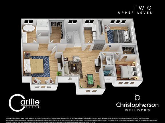 Plan Two - Upper Level Concept Rendering