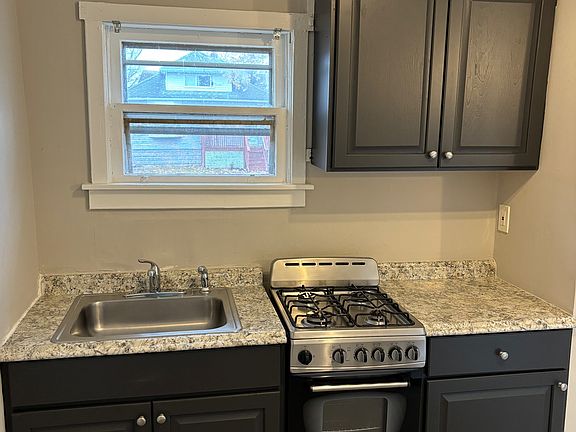 Kitchen with new stove