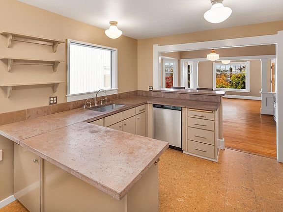 Cork flooring in kitchen