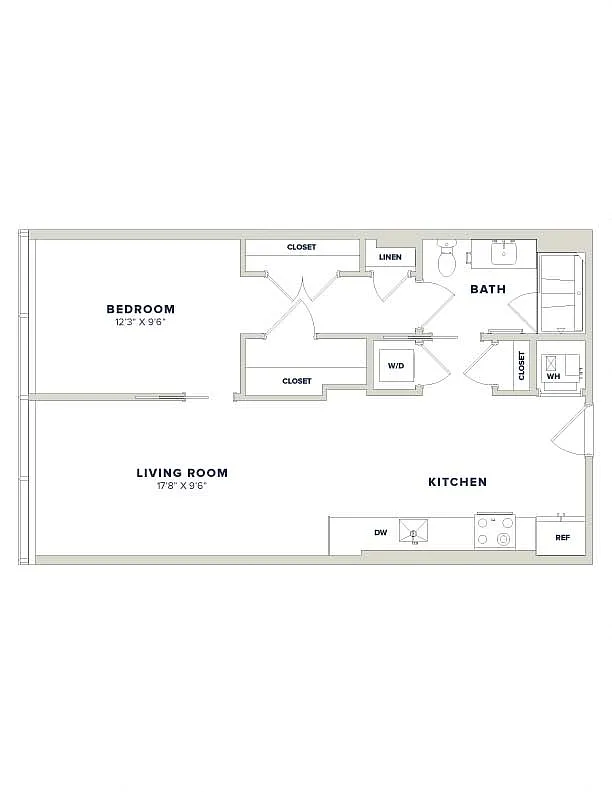 Floor plan 1 Bed-1 Bath Penthouse-PH1A Luminary