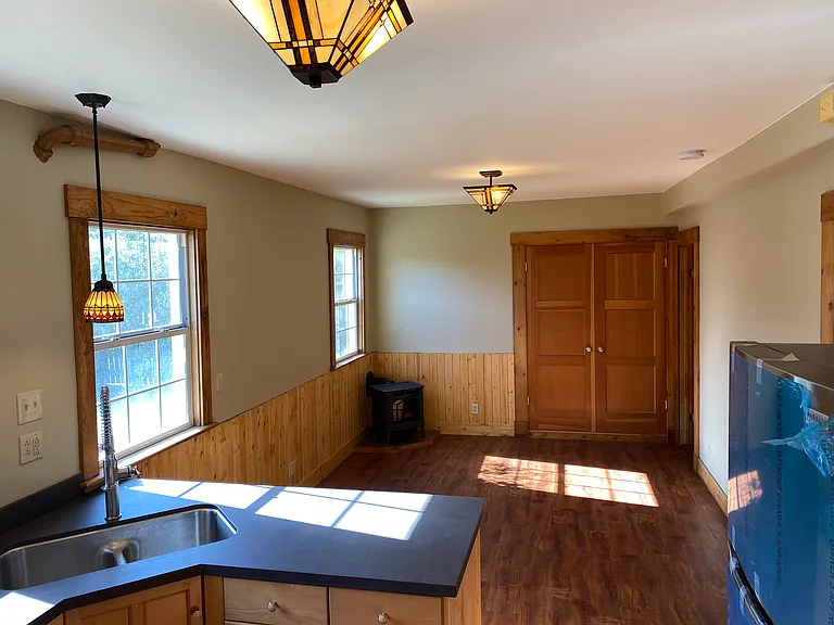 kitchen over looking the living room