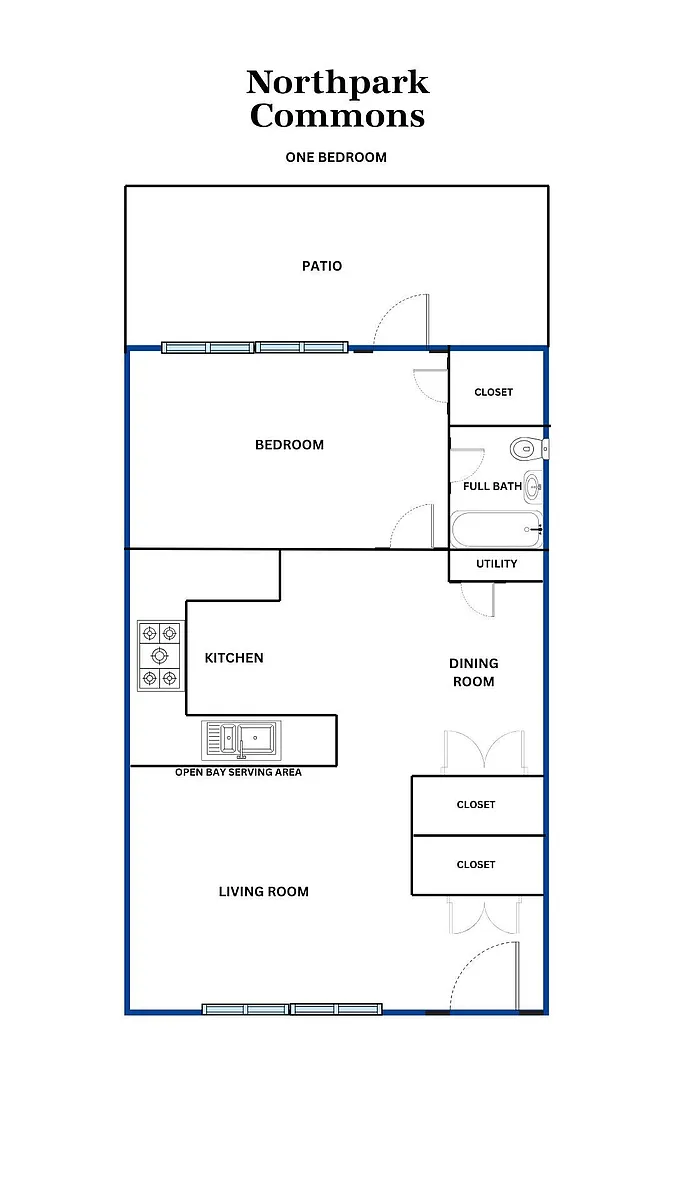 Floor plan 1 Bedroom / 1 Bath