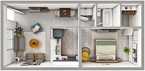 Floor plan One Bedroom, One Bath