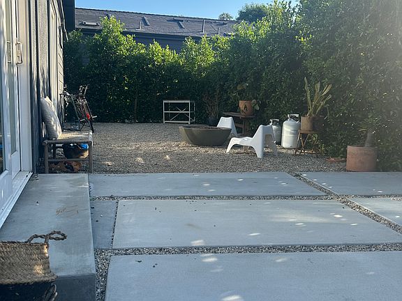 Side Yard with pavers and seating area