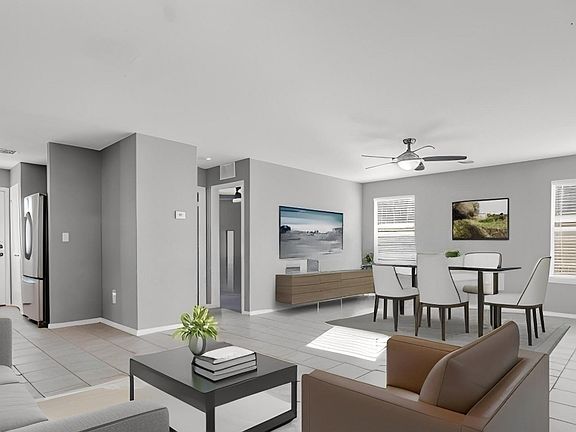 Virtually Staged Large Living and Dining Areas