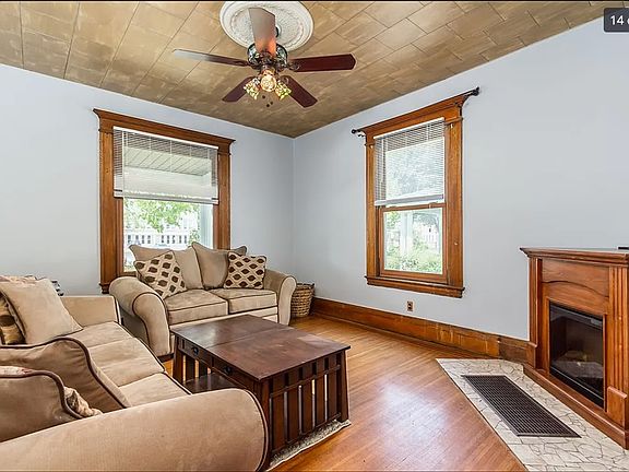 Spacious living room with electric fireplace