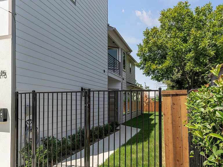 The home is gated for privacy and pets.