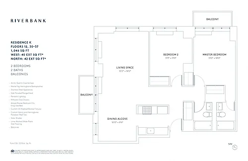 Floor plan K Line Floors 12, 30-37 (2 Bed)
