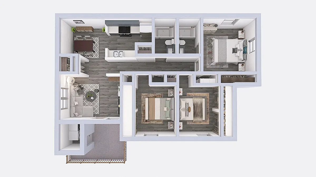 Floor plan 3 Bedroom 2 Bath Premier