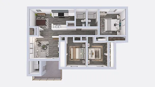 Floor plan 3 Bedroom 2 Bath Premier