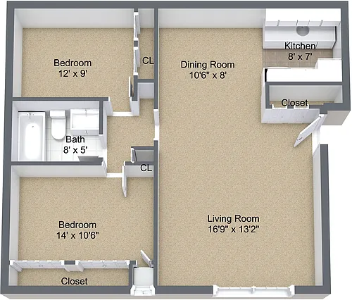 Floor plan Two Bedroom