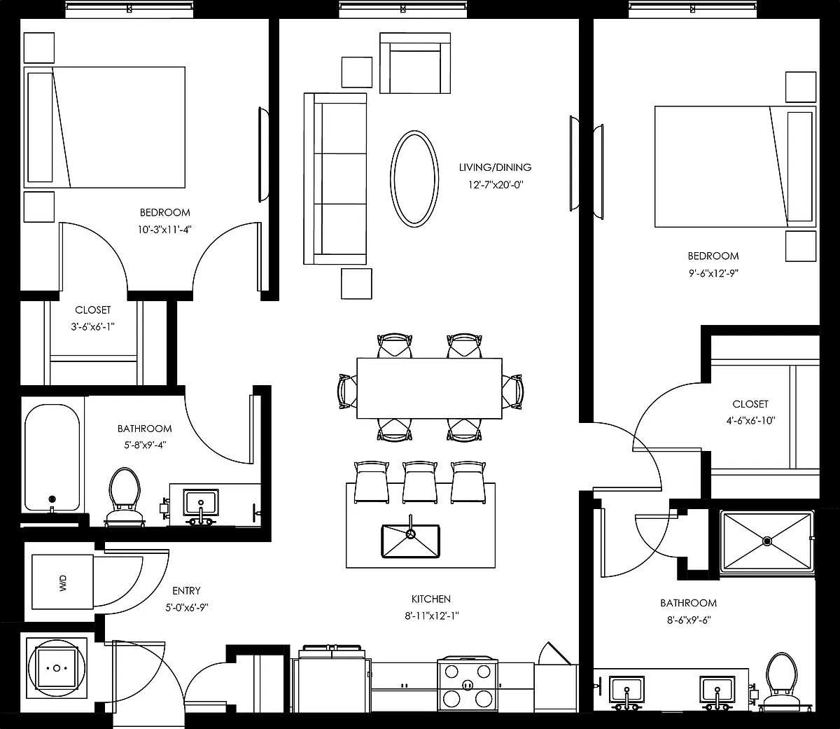 Floor plan B1 - Two Bedroom