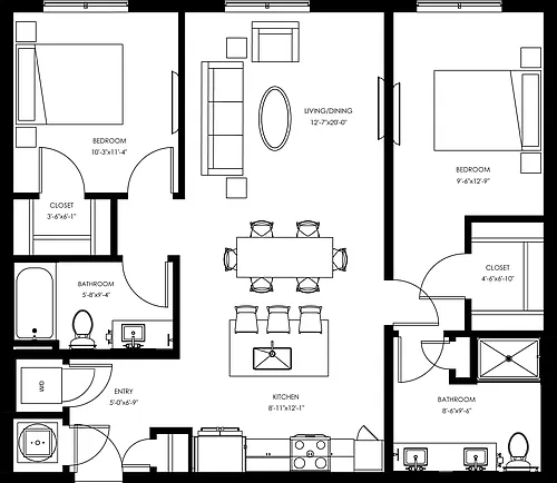 Floor plan B1 - Two Bedroom