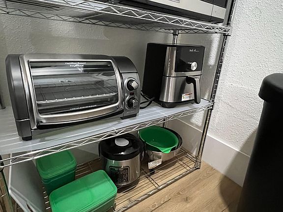 Toaster Oven, Air Fryer, Rice Cooker, and Tupperware