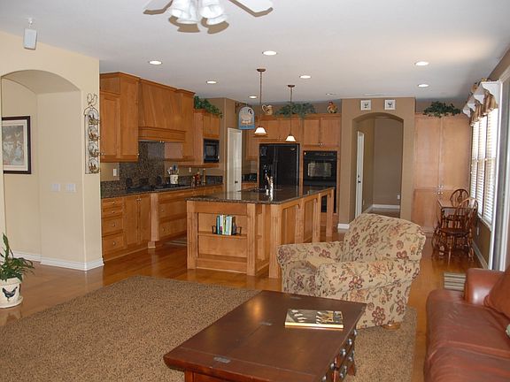 Gourmet kitchen with plenty of counter space, huge family room with fireplace.