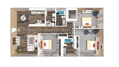 Floor plan Three Bedroom Two Bathroom