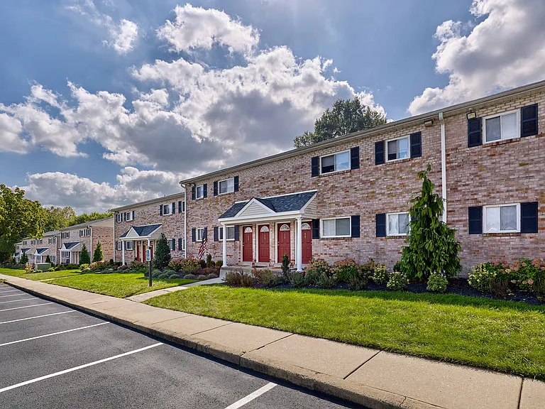 Village Square Exterior and lush landscaping.