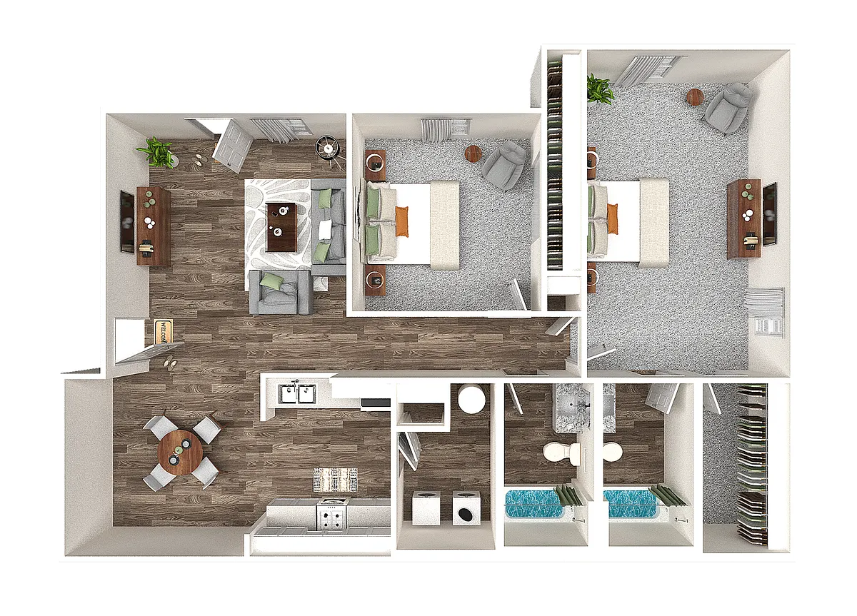 Floor plan Two Bedroom Two Bathroom +