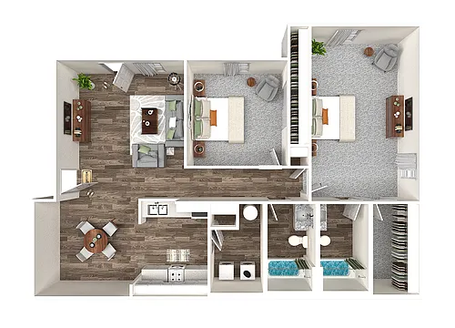 Floor plan Two Bedroom Two Bathroom +