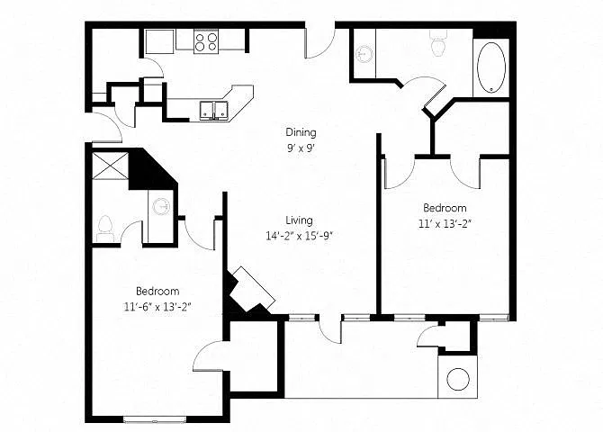 Floor plan Villas B1 2bed 2bath