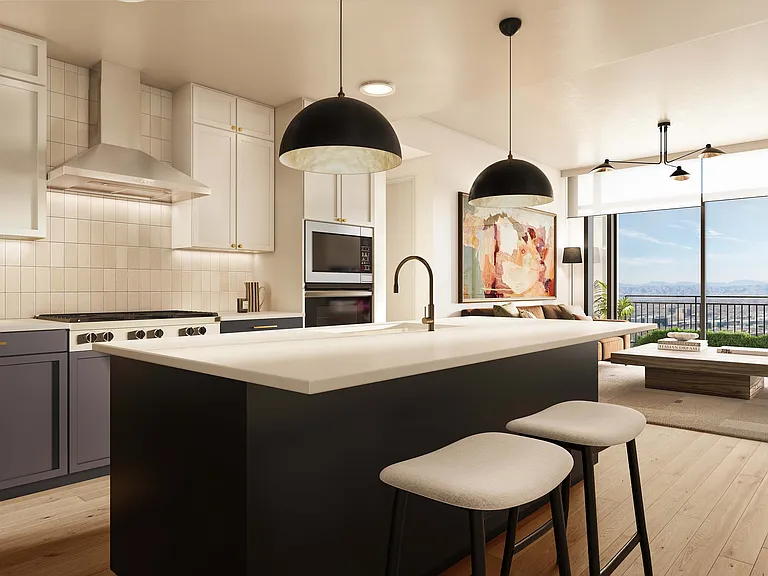 The Residences Kitchen and Living Room