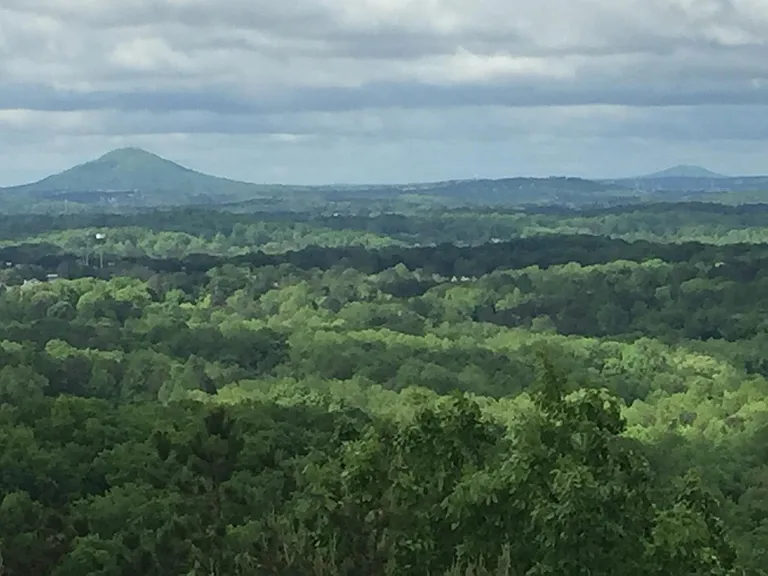 Summer view from the deck of Kennesaw Mountain (left) and Pine Mountain (right)