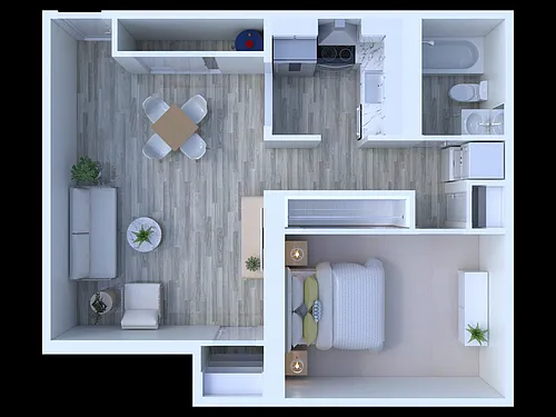 Floor plan 1 BR - 1 BTH Renovated