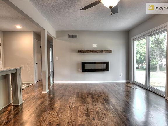 Great room view with electric fireplace