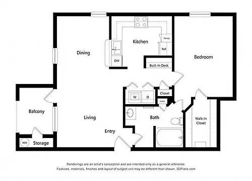 Floor plan One Bedroom (A4)