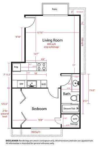 Floor plan 1 Bed 1 Bath Remodel
