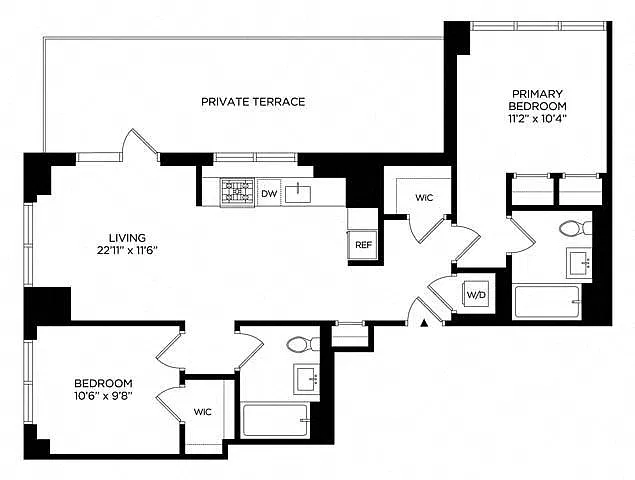 Floor plan 2U Penthouse w/ Terrace East